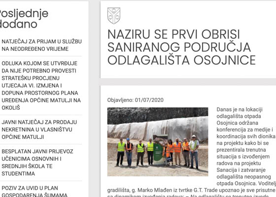 Naziru se prvi obrisi saniranog područja odlagališta Osojnice